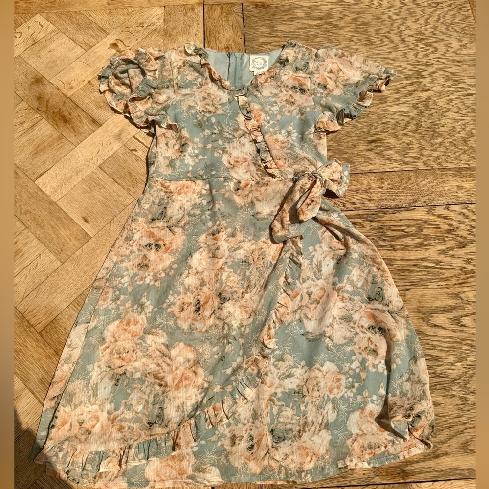 Blue Rain Blue and Orange Flutter Sleeve Sundress